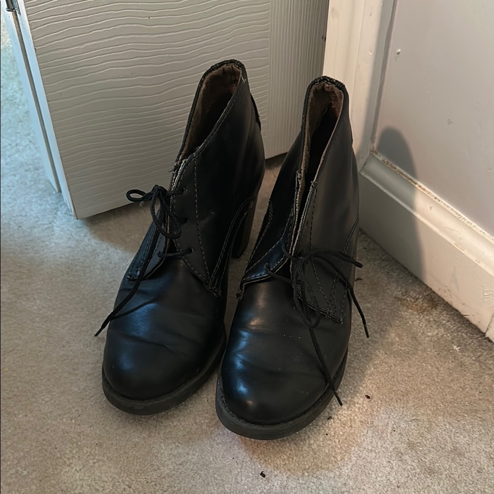 Black Leather Ankle Boots